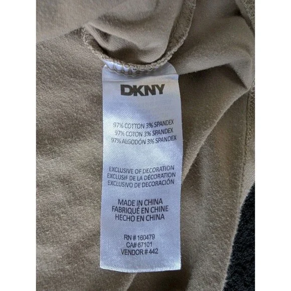 DKNY Y2K 90s Beigecore Minimal Streetwear Korean Acubi Brown Tan Tee Shirt - Picture 10 of 14